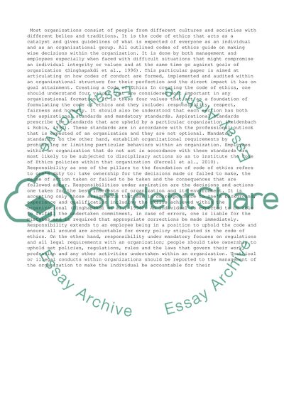 Code of Ethics - Creating, Implementing