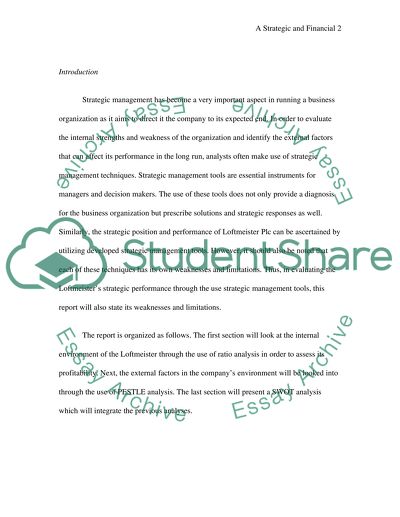 Strategic and Financial Analyses for Loftmeister Plc
