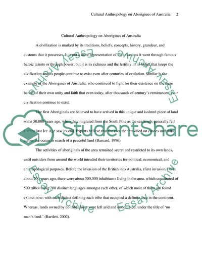 Cultural Anthropology on Aborigines of Australia