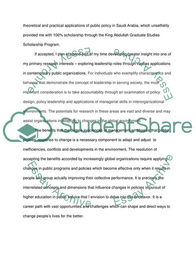 Statement of objectives for Public Policy