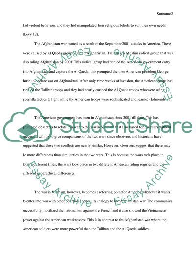 A Comparison Argument between a Limited Aspect of the Vietnam Conflict and Conflict in Afghanistan