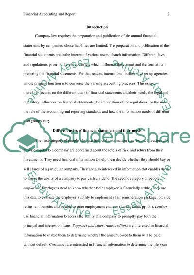 Financial Accounting and Report