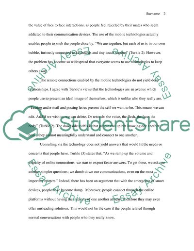 Mobile Connection Technology and Social Relations