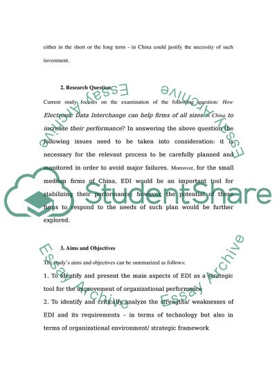 Role of EDI Implementation in the Increase of Performance of a Small Medium Company in China