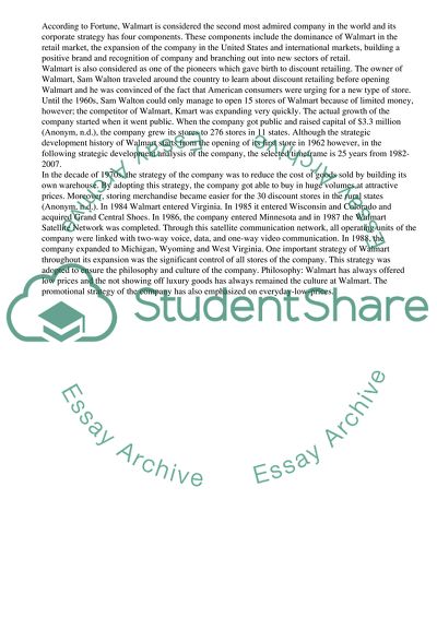 Strategic Development History of Walmart