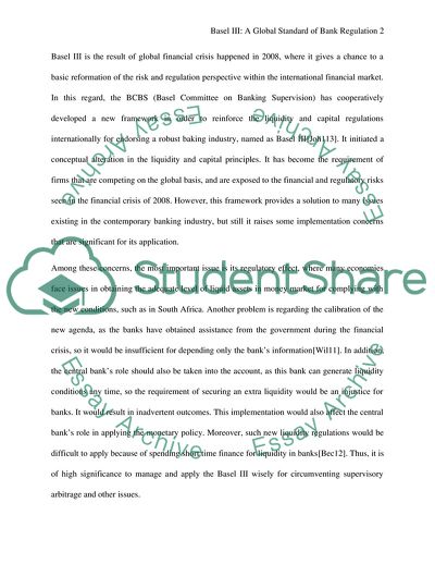 Basel III as a Global Standard of Banking Regulation