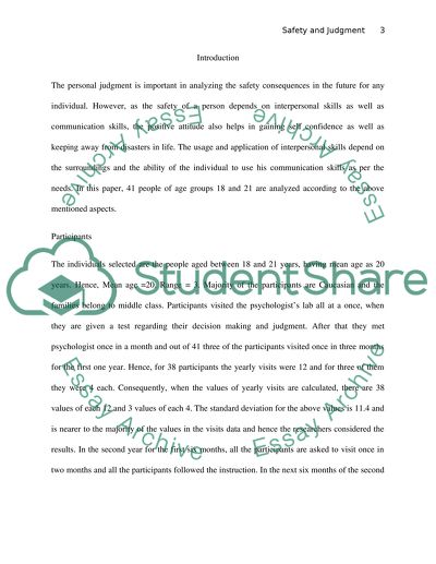 Correlation between Safety and Judgement (Pychology Static Research)