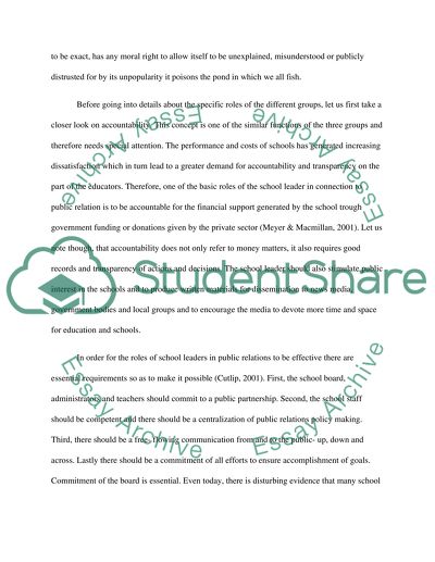 Roles of School Leaders in Public Relations