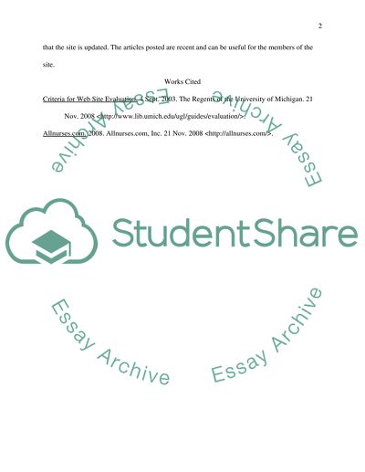 Evaluation of web-site/nursing