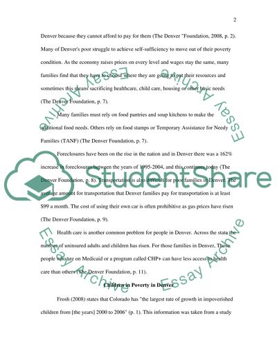 The High Rate of Poverty in Denver/ An Analysis of a Social Problem Impacting Urban Areas