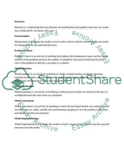 Definition of Modeling Terms