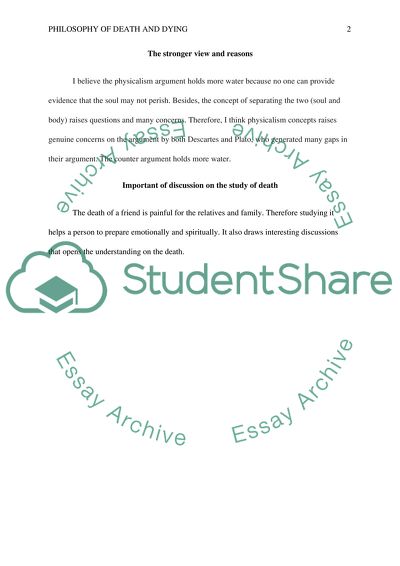 Philosophy of Death Comparing Dualism and Physicalism