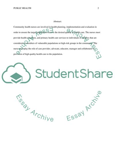 Role of Community Health Nurses