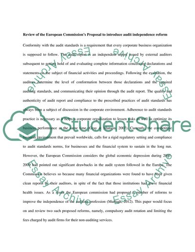 European Commissions Proposal to Introduce Audit Independence Reform