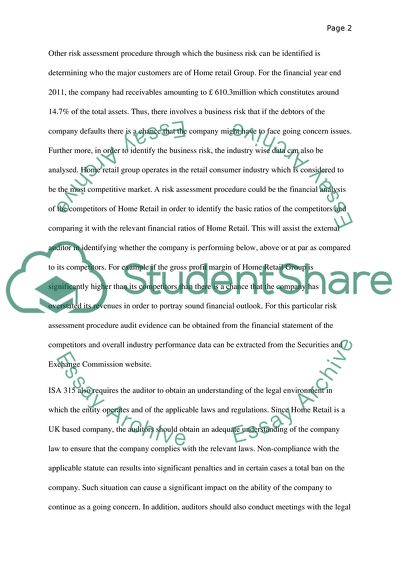 Home Retail Group Plcs External Audit - Risk-Based Approach