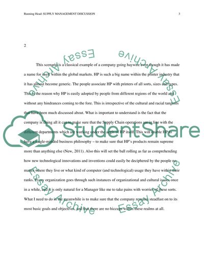 Supply Management Discussion