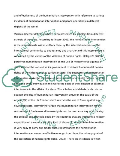 Effectiveness of Humanitarian Intervention