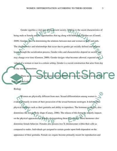 Women: Differentiation According to Their Gender