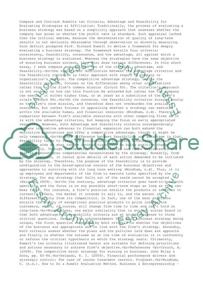 Rumelts evaluating strategies