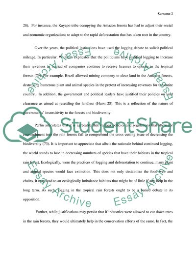 Logging in the Tropical Rainforests