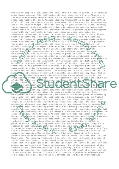 Economic Environment of Saudi Arabia