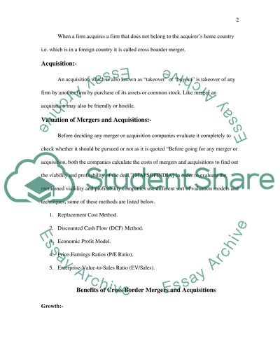 The cost and benefits of cross boarder merger, merger and acquis