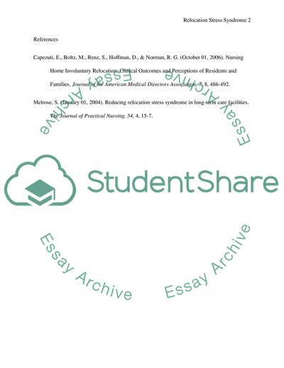 Relocation Stress Syndrome