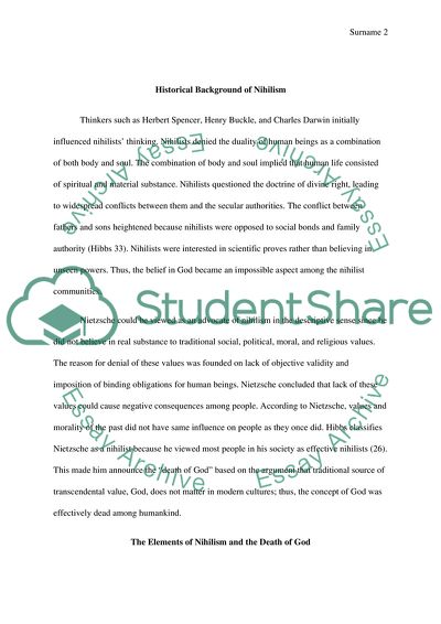 Nihilism and its Relationship to the Death of God