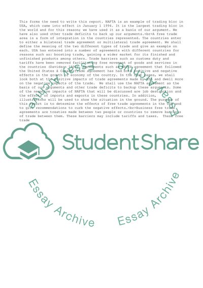 Free Trade Agreements Negative Effects on the U.S Economic