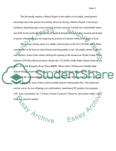 Career of a School Teacher in Environmental Studies