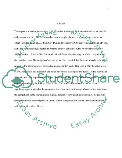 A Comprehensive Analysis of the Food and Retail Sector and Oil and Gas Sector in the UK
