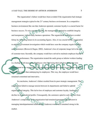 A Sad Tale: The Demise of Arthur Anderson