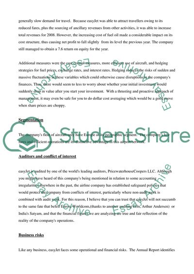 Analysis of Financial Statement of EasyJet