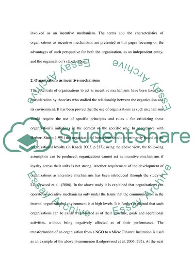 The Advantages of Analyzing Organizations as Incentive Mechanisms