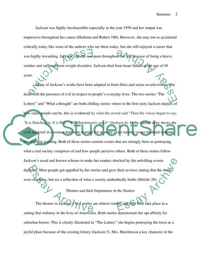 The Lottery and What a Thought by Shirley Jackson