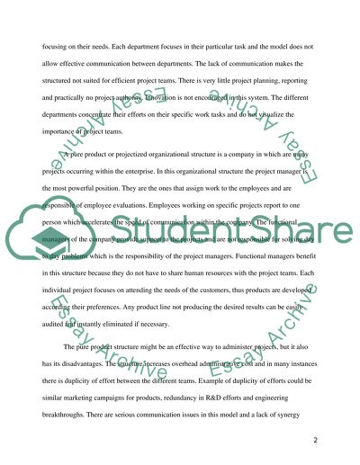 Project Management Organizational Structures paper