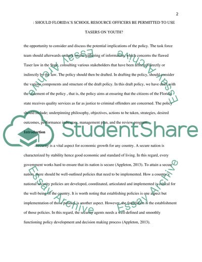 Permission on Using Tasers on Youth