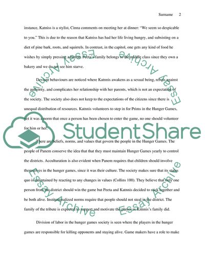 Social Structure and Social Institutions of the Hunger Games Society