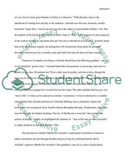 Whether Othello Fits Aristotles Explanation of Attributes of Drama