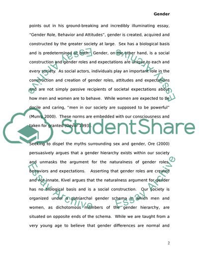 The Social Construction of Gender Roles