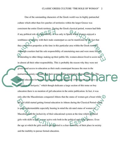 Classic Greek Culture: The Role of Woman