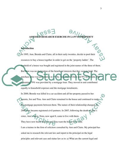 Assessed Research Exercise in Law of Property