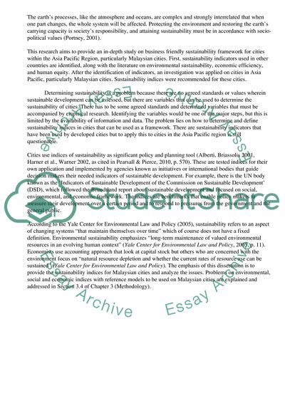 Studying Business Sustainability Indices in Malaysian Cities