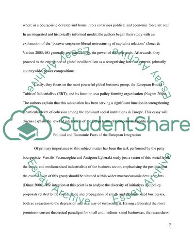 The Political and Economic Integration of Europe