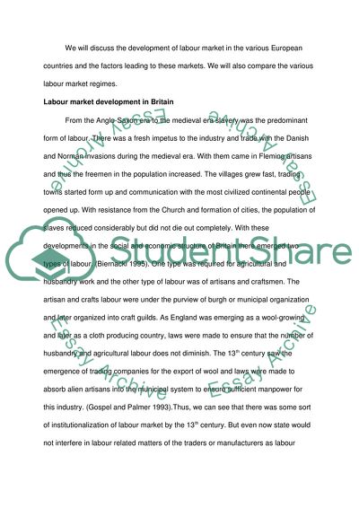 Labour Market Development in Britain, France, Sweden