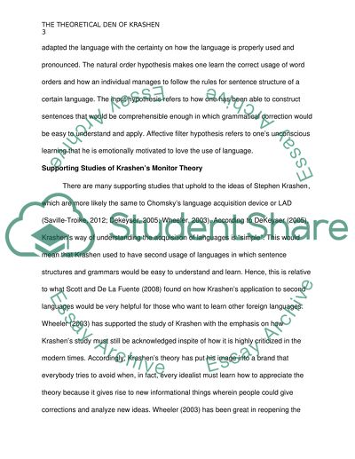 The Theoretical Den of Krashen: When Critics Became Impudent