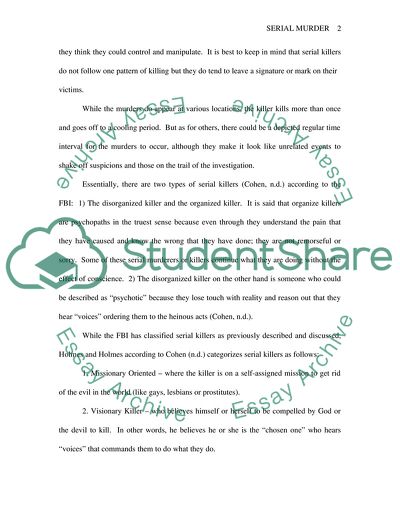 Serial Killing in Australia and the United States of America