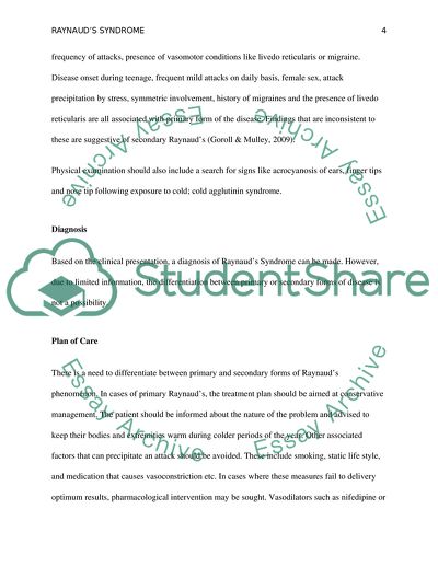 Complaints of Cold Fingers with Associated Discoloration