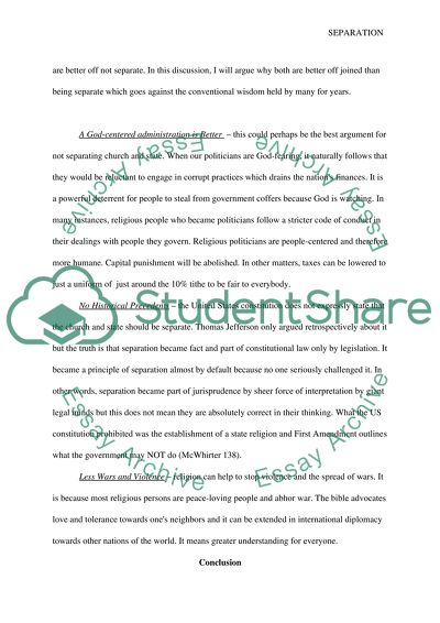 Why Church and State Should Not Be Separate