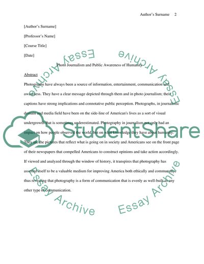 Photojournalism and Public Awareness of Humanity